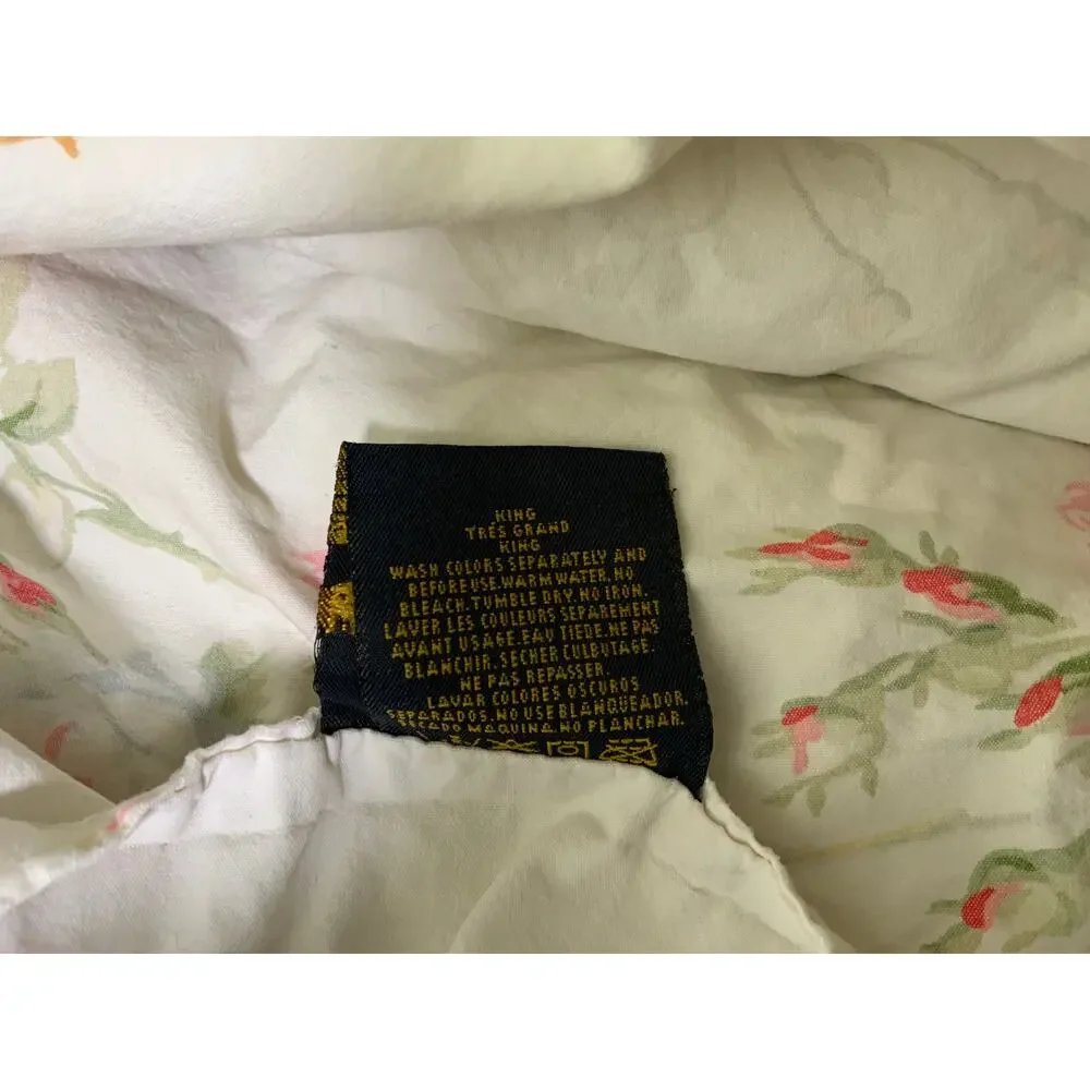 Ralph Lauren Home Vintage Floral King Flat Sheet Cotton Cottagecore Floral